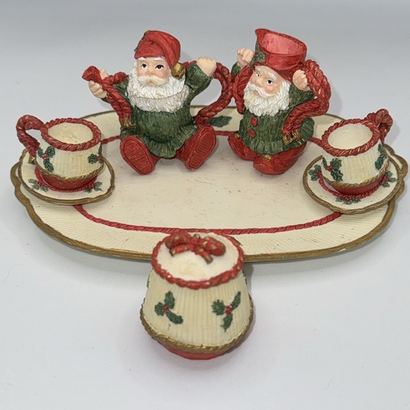 Vintage 1995 10 Piece Miniature Santa Claus Christmas Tea Set - Picture 7 of 9